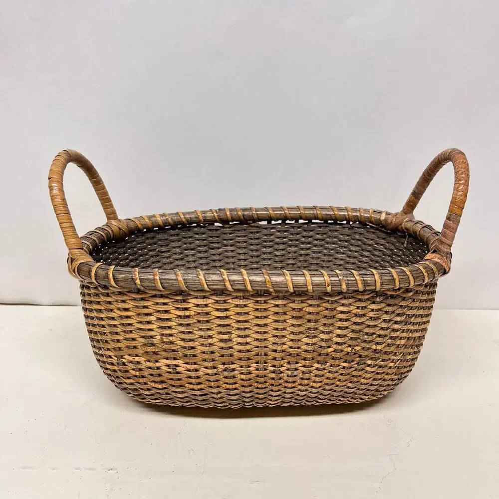 Oval Hand Woven Nantucket Basket Wooden Base